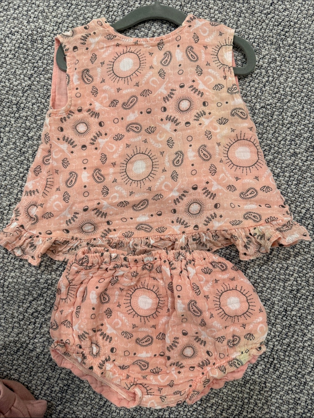 Angel Dear Peach Printed Ruffle Baby Top